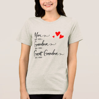 トレンディなカスタム年ママ グランマ ひ孫Tシャツ トライブレンドTシャツ