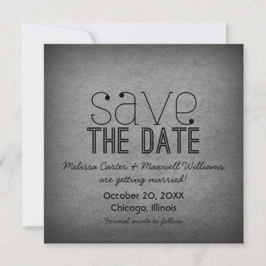 トレンディなグランジ Save the Date 招待状, グレー セーブザデート (正面)