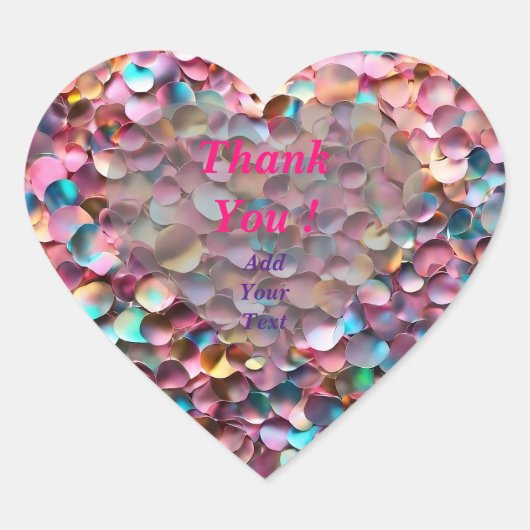 トレンディなグリッターオパールホログラフィックコレクション ハートシール (正面)