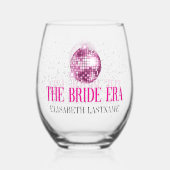 トレンディなグリッター ディスコ ブライド エラ バチェロレッテ パーティー ステムなしワイングラス (正面)