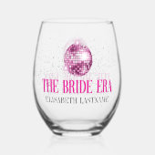 トレンディなグリッター ディスコ ブライド エラ バチェロレッテ パーティー ステムなしワイングラス (裏面)