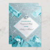 トレンディなジュエリー ターコイズ スパークル 洗練された 招待状 (正面/裏面)