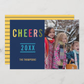 トレンディなハッピーホリデーズの家族の挨拶写真 シーズンカード (正面/裏面)