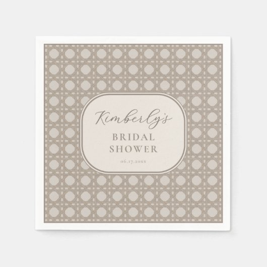 トレンディなビンテージ ラタン カンベ 結婚前パーティ スタンダードカクテルナプキン (正面)