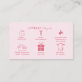 トレンディなピンクのグリッター デザインのジュエリー ケア 名刺 (正面)