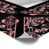 トレンディなピンクのダマスク　カスタム　写真　葬儀　愛する人たち ポスター (角)