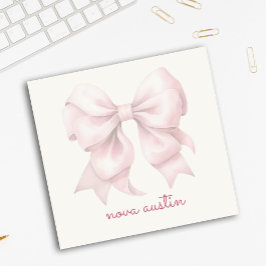 トレンディなピンクのボウ 名前のイニシャル入り ポストイット