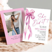 トレンディなピンクのローズボウリボン フォト 卒業パーティー