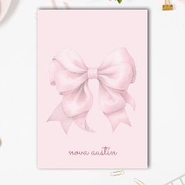 トレンディなピンクの弓　名前のイニシャル入り ポストイット