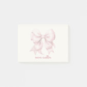 トレンディなピンクの弓 名前のイニシャル入り ポストイット (正面)