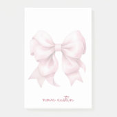 トレンディなピンクの弓　名前のイニシャル入り ポストイット (正面)