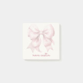 トレンディなピンクの弓　名前のイニシャル入り ポストイット (正面)