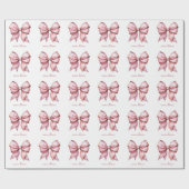 トレンディなピンクの弓　名前のイニシャル入り ラッピングペーパー (フラット)