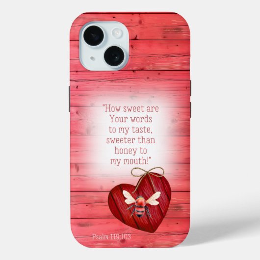 トレンディなフェイク赤木の赤いハートとオレンジの蜂の聖書 Case-Mate iPhoneケース (裏面)