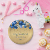 トレンディなブルーゴールドバルーン卒業 ペーパープレート (パーティー)