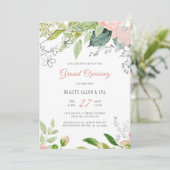 トレンディなボタニカル モダン ビューティー サロン グランド オープン 招待状 (スタンド正面)