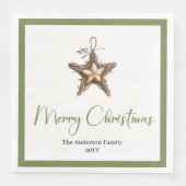 トレンディなボヘミアンスタイルのニュートラルカラークリスマスナプキン (正面)