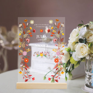 トレンディなメキシカン タラベラ フローラル フィエスタ ウェディング アクリル招待状