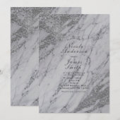 トレンディなモダンシルバーグリッター大理石の招待状 招待状 (正面/裏面)