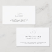 トレンディなモダン クリーン エレガントなイニシャル入りプレーン 名刺 (正面/裏面)