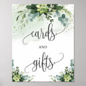 トレンディなユーカリの多肉植物カードとギフトの看板 ポスター (正面)