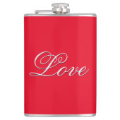 トレンディなラブウェディングカリグラフィスクリプトレッド フラスク (正面)