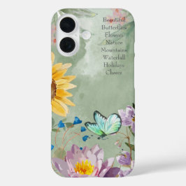 トレンディなレタリング 水彩植物画 グリーンネスアート iPhone 16ケース