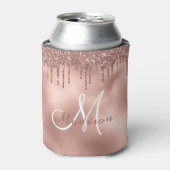 トレンディなローズゴールドグリッターが垂れるモノグラム入り 缶クーラー (缶正面)