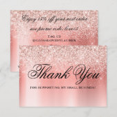 トレンディなローズゴールド グリッター スパークルズ プロモ コード サンキューカード (正面/裏面)