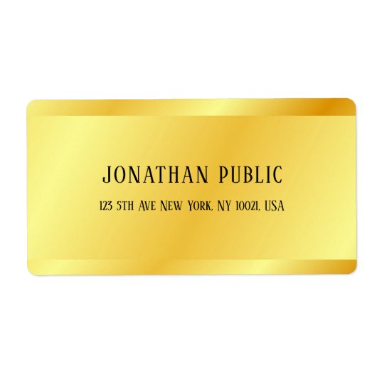 トレンディな偽のゴールド エレガント モダン テンプレート ラベル (正面)