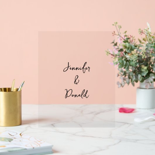 トレンディな古典的な書道の手書き風フォントのプレーンなパーソナル仕様 アクリルサイン (ウェディング)