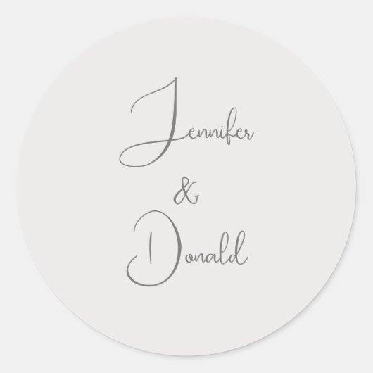 トレンディな古典的な書道の手書き風フォント ラウンドシール (正面)