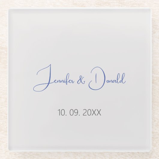 トレンディな古典的書体　シンプル　個人用 ガラスコースター (正面)