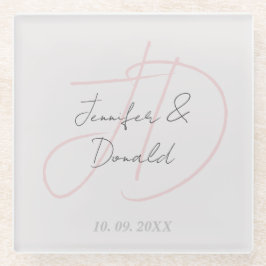 トレンディな古典的書道のイニシャル ガラスコースター