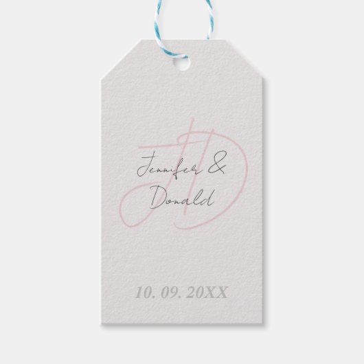 トレンディな古典的書道のイニシャル ギフトタグ (正面)