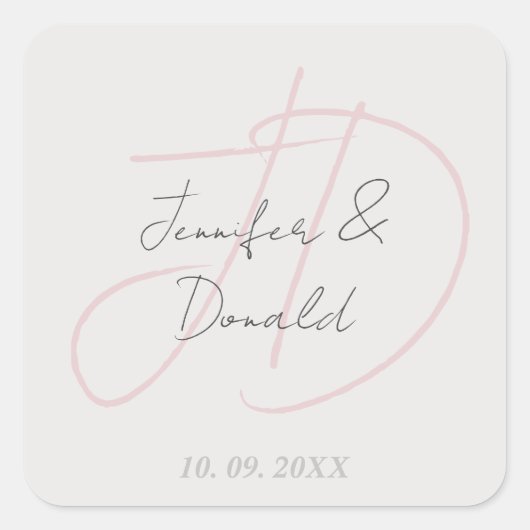 トレンディな古典的書道のイニシャル スクエアシール (正面)