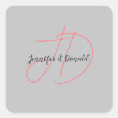 トレンディな古典的書道のイニシャル スクエアシール (正面)