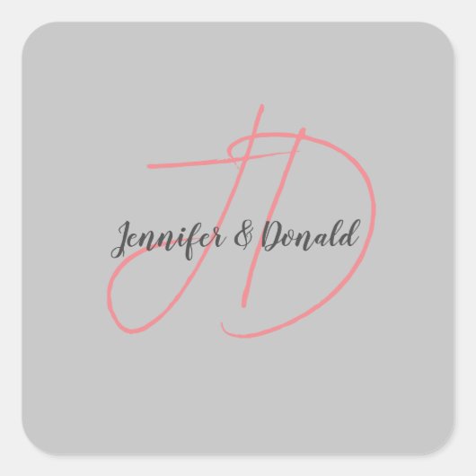 トレンディな古典的書道のイニシャル スクエアシール (正面)