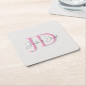 トレンディな古典的書道のイニシャル スクエアペーパーコースター (アングル)