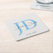 トレンディな古典的書道のイニシャル スクエアペーパーコースター (アングル)