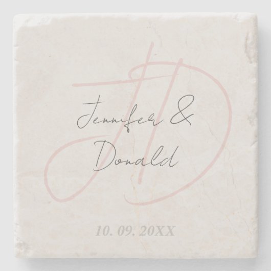 トレンディな古典的書道のイニシャル ストーンコースター (正面)
