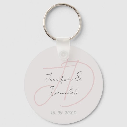 トレンディな古典的筆記体モノグラム キーホルダー (正面)