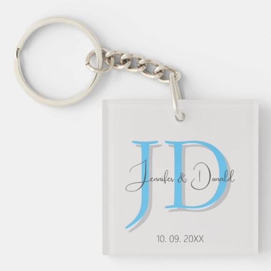 トレンディな古典的筆記体モノグラム キーホルダー (正面)