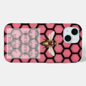 トレンディな宗教的なピンクと黒のハニカム女王蜂 Case-Mate iPhoneケース (裏面 (横))