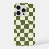 トレンディな歪んだオリーブグリーンの市松模様ケース iPhoneケース (裏面)