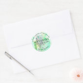 トレンディな水彩画風グリーンの丸型返信先ラベル ラウンドシール (封筒)
