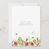 トレンディな水彩草原のイチゴベイビーシャワー 招待状 (裏面)