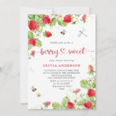 トレンディな水彩草原のイチゴベイビーシャワー 招待状 (正面)