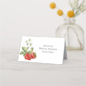 トレンディな水彩草原の苺の結婚前お披露目パーティー プレイスカード (裏面)