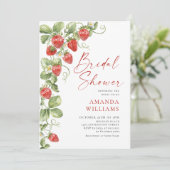トレンディな水彩草原の苺の結婚前お披露目パーティー 招待状 (スタンド正面)